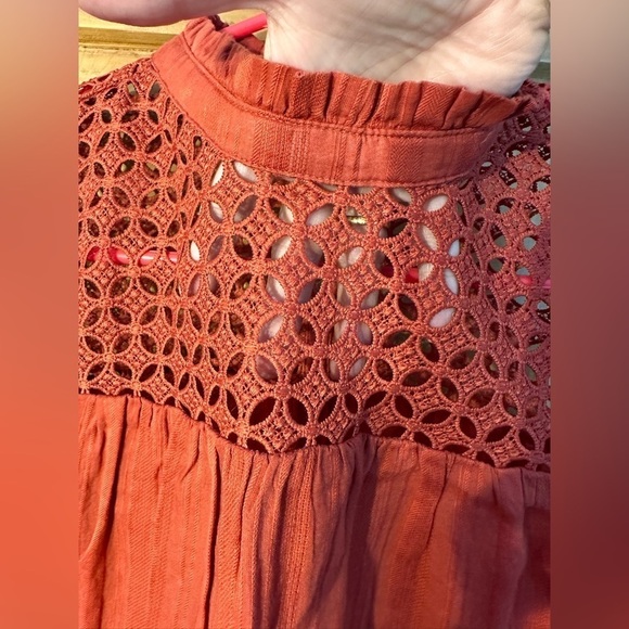Gap Rust Color Top W/Cutout Detail Regencycore Edwardian Feminine Size Medium - Picture 5 of 10